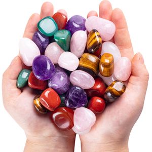 Naszyjniki wiszące lb Naturalne BK Assorted Turbled Polished Stones Healing Crystal Zestaw czakra kwarcowy Zestaw Realu
