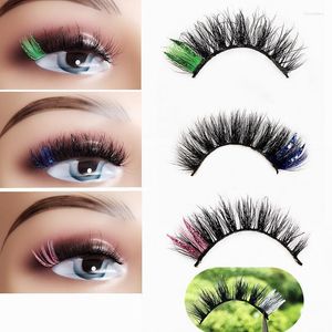 Falsche Wimpern Handgemachte Glitter Farbige Wimpern 15 MM Nerz Großhandel Natürliche Verlängerung Make-Up Gefälschte Papier Box PackageFalse Harv22