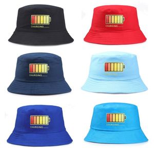 Berets Solid Color Foldable Bucket Hat Battery Charging Beach Sun Street Headwear Fisherman Outdoor Blue Cap Men And Woman HatBerets