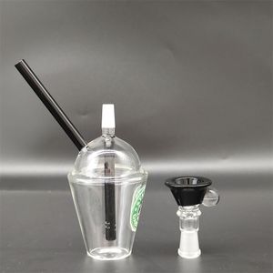 4.7Inches Svart Starbucks Cup Glass Bong Mini Vattenrör Dap Rig och oljeplattor Glas Bongs Hookah Rök