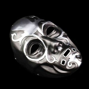 Maski żywiczne Malfoy śmierciożerca maska na imprezę Cosplay Masquerade Halloween karnawałowe rekwizyty dekoracje ścienne do domu kolekcje T220802