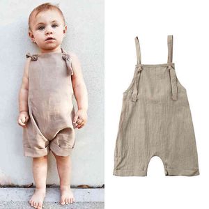 Solid Summer Cool Baby Clothes Bambini Baby Girl Boy Bib Pantaloni corti Backless Pagliaccetto Tuta Abiti Abiti Set G220521