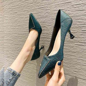 Sexy High Heels Pumps for Women Shoes 2022 Spring New Temperament Rhinones Leather Shoes Fashion Pointed Toe Female Shoes G220425