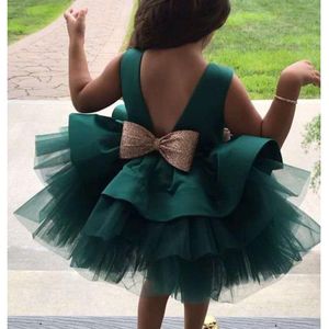 Vestidos de niña Niño pequeño Bebé 1er cumpleaños Bautismo para niñas Verde Navidad Sin respaldo Princesa Fiesta Tutu Vestido Arco Niños Ceremonia Disfraz Niña