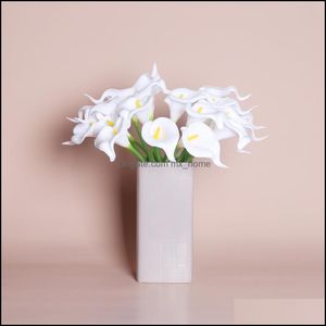 本物のタッチ人工花calla lily faux花のパーティーウェディングフラワーホームガーデンデコレーションドロップデリバリー2021緑のアクセント装飾