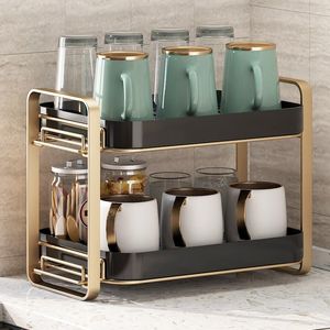 Hooks Rails PCS Kitchen Accessories Light Luxury Storage Shelf Double-Layer Tea Cup Tray Lagring Coffee Glass Mug Desktop Drain Rackhooks