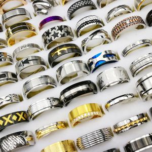 Высококачественные популярные кольца из нержавеющей стали Multi-образцов мужские и женские смешанные размеры 15 # -22 #