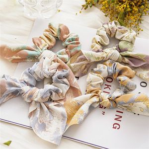 Tie Dye Rabbit Ears Hairbands Handmade Elastic Rubber Bands Women Ponytail Holder Vintage Cloth Headwear Hair Accessories