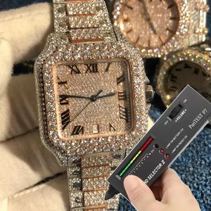 2022 Ny version Moissanite Stones Wates Rose Goldsilver Pass Test Mens Diamond Top Quality Automatic Meanical ETA Movement Luxury Full Iced Out 2-Tone