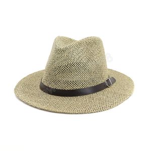 Kvinnliga män Panamas Jazz Sun Hatts Outdoor Straw Hat Belt Vintage Casual Men Caps Casquette Femme