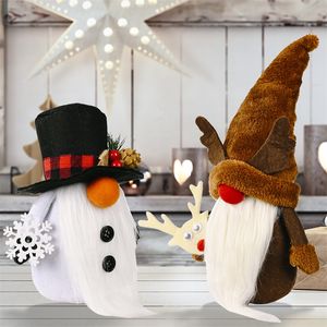 Antlers boneco de neve Branca de barba Brinquedos de pelúcia Party Festa de férias de férias boneca Decorações de Natal Gnomos Santa Rudolph Table Acessórios 11 5HB Q2