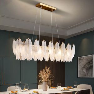 New gold chandelier Pendant Lamps for kitchen island modern led living room light fixture luxury indoor home decor glass hang lamps