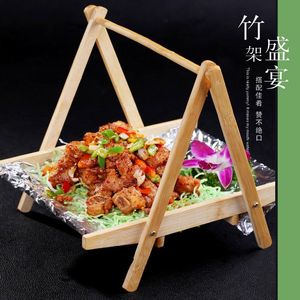 Rätterplattor Bambu Torkningsstället fårkött stekt grönsaker Folding Basket Garment Fruktplatta Sushi Sallad