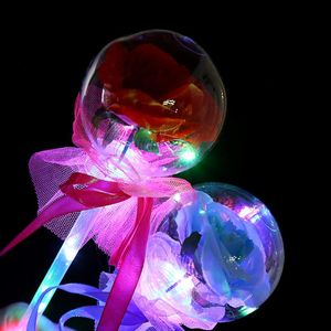 Party Decoration 1 PC Balon LED Luminous Plastic Bukiet Prezent Bubble Ball Z Różą Dla Festiwalu Glow Wedding Boże Narodzenie