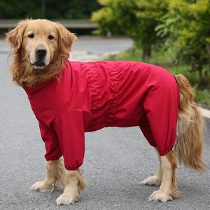 Dog Apparel Fashion Big Raincoat Samoyed Golden Hair Labrador Medium Large All-inclusive Four-legged Pet Waterproof Poncho