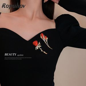 Pins Brooches Ropuhov S925 Silvery Needle Woman Korean Diamond Studded Rose Tulip Simple Temperament Elegant Brooch AccessoriesPins