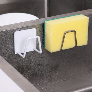 Stainless Steel Kitchen Sink Sponge Storage Holder Self Adhesive Drain Quick Drying Rack Wall Hooks Accessories Wire Ball Rag Storage Organizer Shelf HY0396