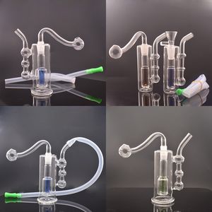 Mini Glass oil burner Dab Rigs Bong Inline Perc Glass Water Pipe With tobacco bowl and silicone hose