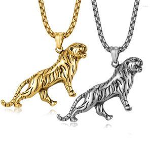 Colares de pendentes 2022 Punk Roaring Tiger Vintage for Men Gold Silver Color Titanium Steel Macho Jeia