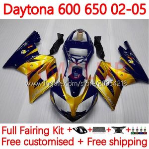 Daytona600 Daytona650 02-05 차체 148no.6 Cowling Daytona 650 600 CC 02 03 04 05 Daytona 600 2002 2003 2004 2005 ABS Fairing Kit Black Gold