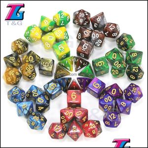Gambing Leisure Sports Games Outdoors 2-Color Dice Set D4-D20 Dungeons och Dargon RPG MTG Board Game 7PCS/Set Drop Delivery 2021 Qyhxn
