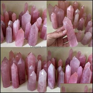 Arts And Crafts Arts Gifts Home Garden Natural Rose Quartz Crystal Tower Mineral Chakra Healing Wandsreiki Energy Stone Six-Sided Point M