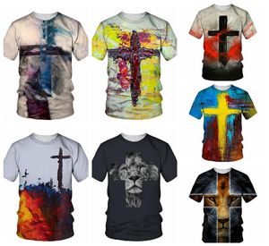 Camisetas masculinas kaseetop 3d cross print masculina camiseta Jesus 2022 verão o pescoço de manga curta camisetas tops de roupas masculinas cristãs moda casual t20