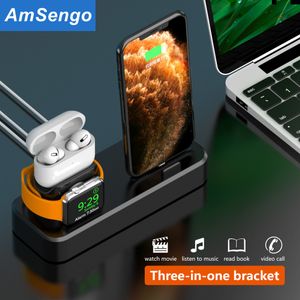 Amsengo 3 in 1充電スタンドドックステーション電話ホルダーiPhone 11 xr xr xs x 8 7 6s 6 Plus SE Apple Watch 5 4 3 2 1 AirPods Pro