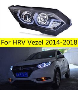 HR-Vヘッドライトのカースタイリングヘッドランプ2014-20 18 HRV VEZEL LEDヘッドライトLED DRLダブルレンズHID BIキセノンオートアクセサリー