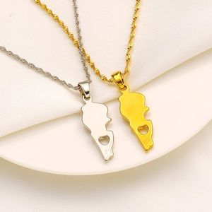 Pendant Necklaces Gold Silver Color Lebanon Map National Flag & Necklace For Women Men, Country Jewelry