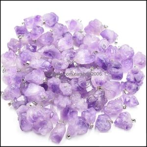 Charms Natural Crystal Stone Amethyst Irregar Shape Pendants For Necklace Earrings Jewelry Making Drop Delivery 2021 Hitta DHSeller2010 DHVDN
