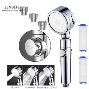 ZENBEFE Filter Element High Pressure Shower Head One Stop Button Multifunctional Sprayer Water Saving Bathroom Accessories 220401