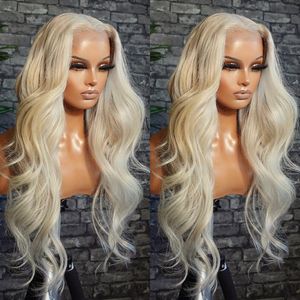 Spetsspår 28 30 tum 613 honung blond färg peruk remy 180% 13x6 transparent front för kvinnliga kroppsvåg 13x4 frontal människohår