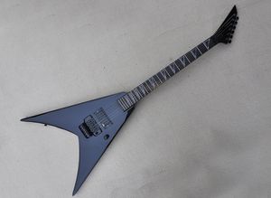 Schwarze V-E-Gitarre mit aktiven Tonabnehmern, Griffbrett aus Palisander, Floyd Rose