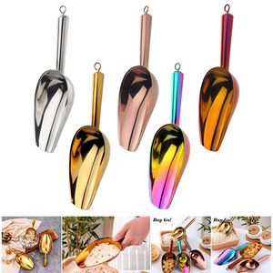 1 Pcs Stainless Steel Bar Candy Scoop Shovel Round Pub Home Ice Cubes Spice Flour Nut Spoon Wedding Buffet 220509