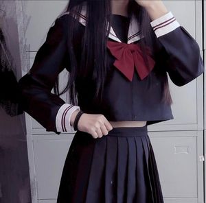 Zestawy odzieży Czerwone 2 linie Czarne japońskie jk navy Sailor School School Girls Cosplay Jkx137