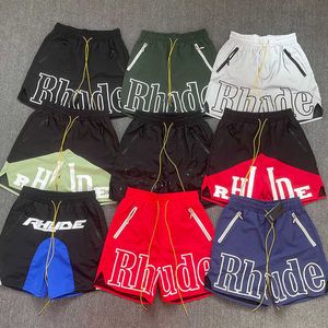 Yeni Moda Markası Rhude Short Shorts Erkek ve Kadın Şortları Yüksek Sokak Sporları Sıradan Gevşek Plaj Sisi 5 Nokta Pantolon
