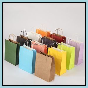 Gift Wrap Event Party Supplies Festive Home Garden 40pcs/Lot Kraft Paper Bags With Handtag Packing For Wedding Baby Birthday Christmas Pac