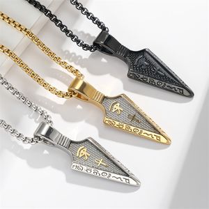High Grade Quality Stainless Steel Religious Eye of Horus Ankh Necklace Pendants Religion Egyptian Spearhead Spear Agypt Silver Black Gold Charm Inlay Carbon Fiber