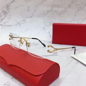 fashion design transparent optical glasses square metal frame less clear lens retro classic business eyewear with case 2452233