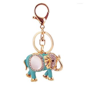 Keychains Fashion Gold Color Metal Metal Flop Keyring Dangle Crystal esmalte o elefante animal para homens jóias de luxo miri22