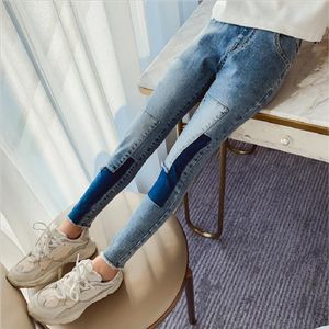 Wholesale patchwork skinny jeans for sale - Group buy 2021 New Spring High Stretch Skinny Childrens Jeans Girls Pencil Patch Denim Fabric Pants Autumn Casual Kids Jeans For Girls213J