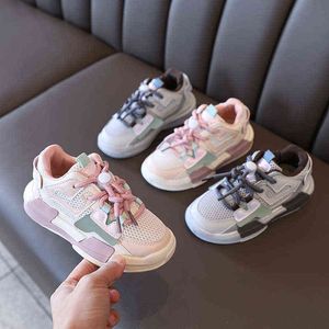 Unisex 2022 Spring Children Casual Sport Shoes Fashion Beteckna Mesh Soft Bottom Non-Slip Kids Sneakers for Boys Girls 26-36 G220517
