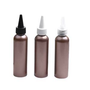 Empty Packing Plastic Bottle Round Shoulder PET Black White Clear Sharp Spout Screw Lid Potable Refillable Cosmetic Packaging Container 120ml