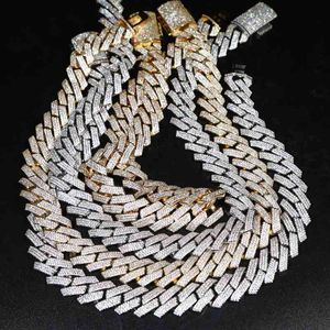 Moissanite19 мм шириной тяжелый Iceed Out Bling Diamond Curb Cuban Link Hip Hop Chain Collectracegpqf2023