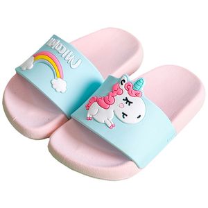 Suihyung Unicorn Slippers Boy Girl Summer Kids Rainbow Indoor Slippers Non-Slip Beach Sandals Toddler Home Shoes Baby Flip Flops 220423