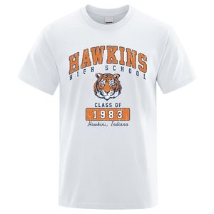 HAWKINS High School Class of 1983 Men T Shirt Street Tee Ropa de camisetas sueltas de gran tamaño Hip Hop Algodón Mens 220706