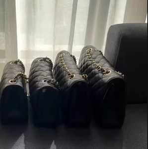 7a Bolsas Femininas de Qualidade Caviar Cordeiro Clássico Acolchoado Aba Dupla Tamanho Médio 25cm Corrente Bolsa de Ombro com Caixa