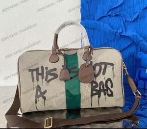 O Projeto Hacker Duffle Bag Graffiti Lona Revestida Média Bege Big Capacete Designer Luxo Bagagem Bag cm
