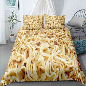 Kreatives Ggourmet-Nudeln-Bettwäsche-Set, Simulation von Instant-Pasta, Bettbezug-Kombination, Einzel-, Doppel-, Queen- und King-Size-Größe